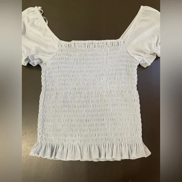 Aqua *Like New* Light Blue Puff Sleeve Top. Size M - Picture 3 of 6